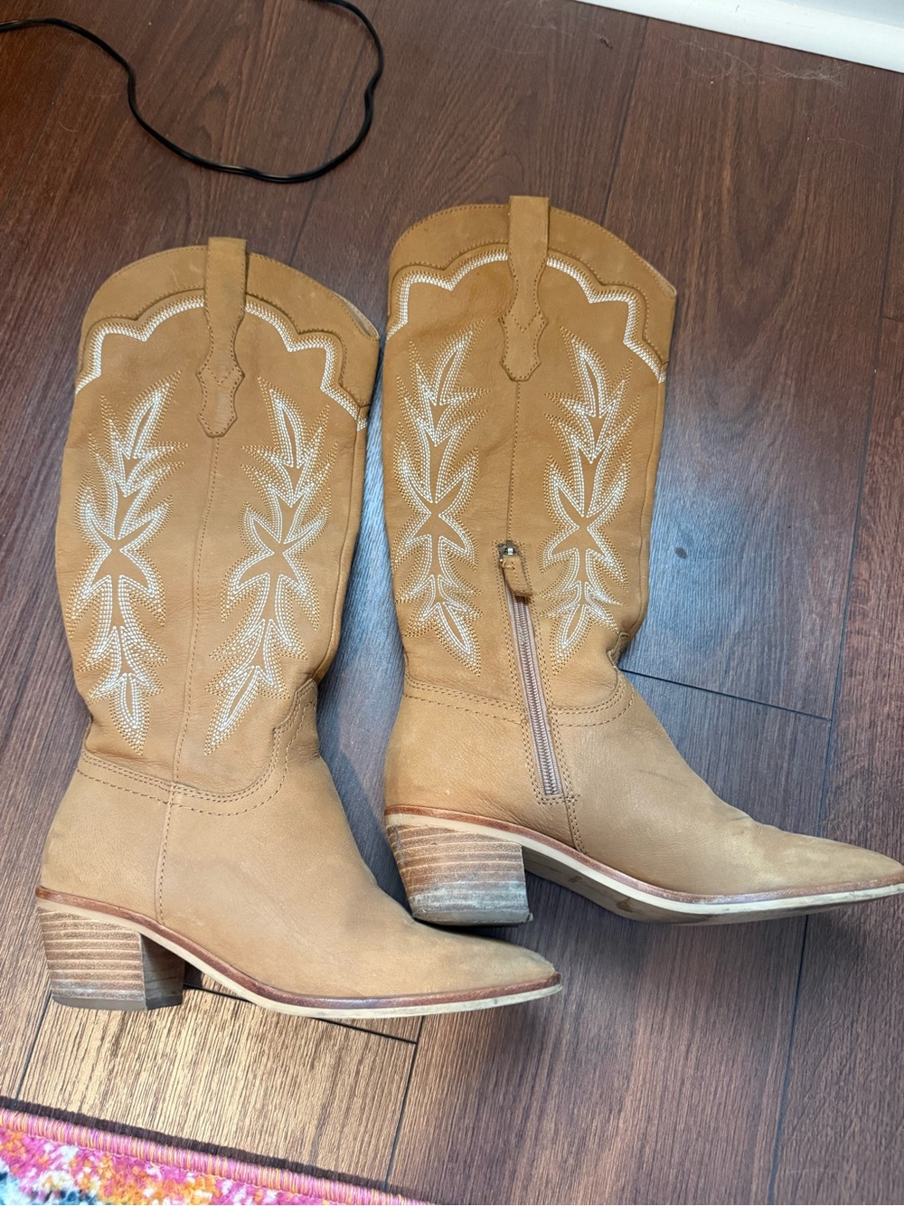 Dolce Vida Tan Western Embroidered Cowboy Boots